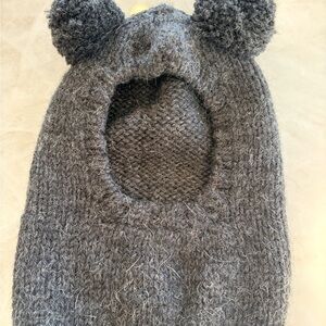 Alpaca Wool Cozy Gray Knit Bear Hat for Small Dogs